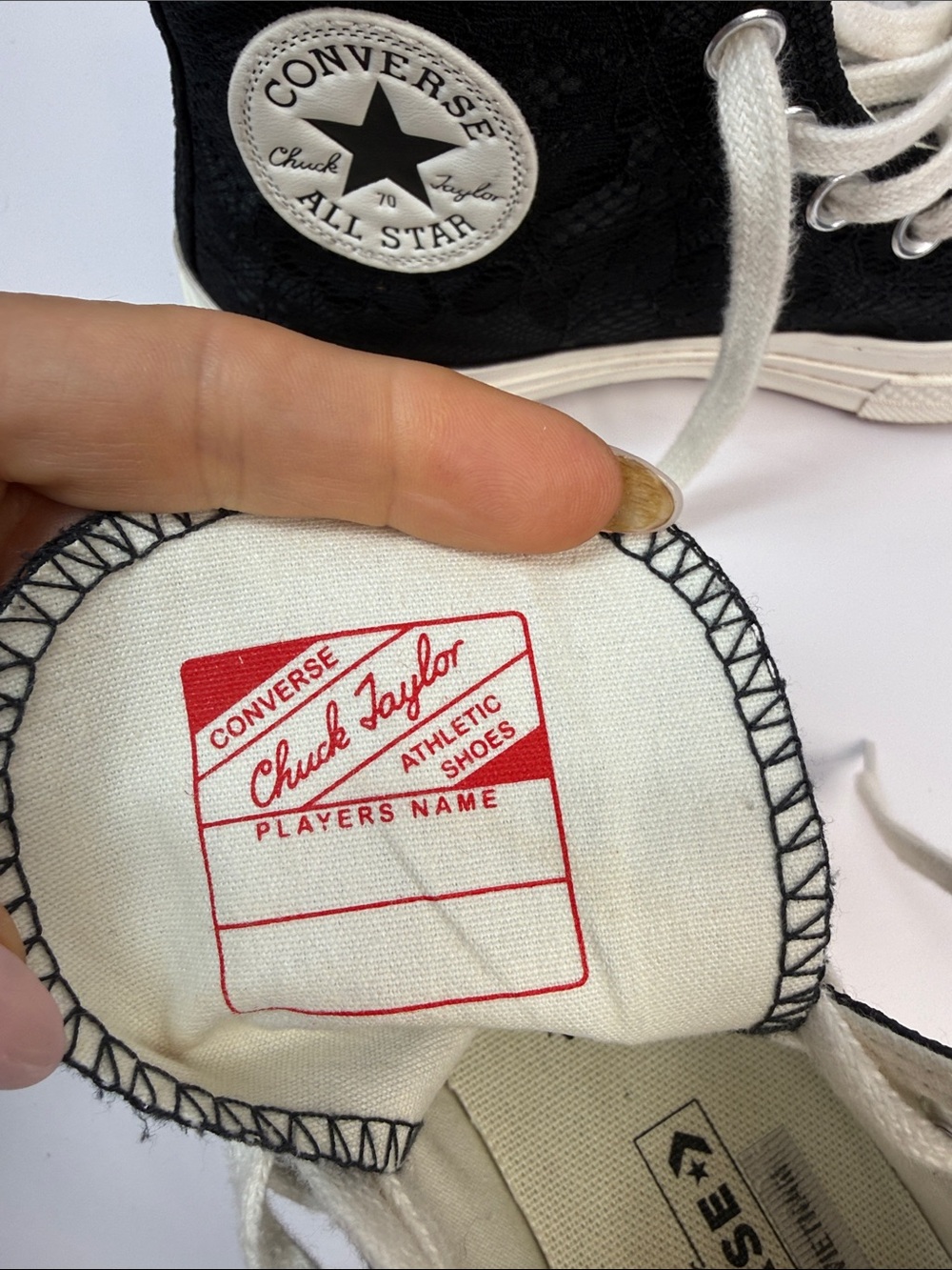 Converse Chuck 70 Lace Overlay High Top Sneakers Black 7.5 - Picture 6 of 8